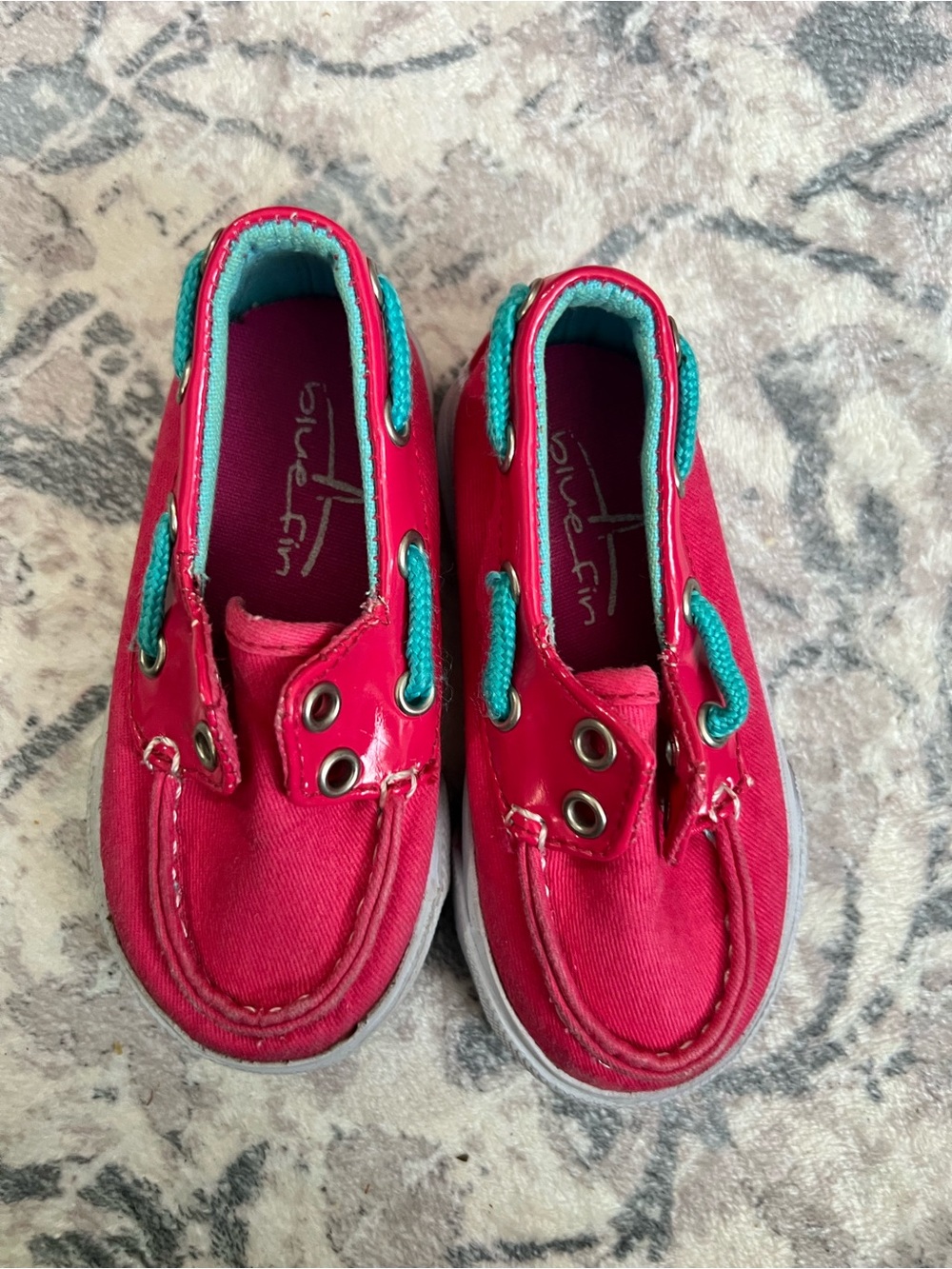 Kids Pink Canvas Boat Sneakers with Teal Accents